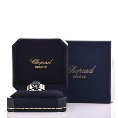 Chopard 18K White Gold Diamond Sapphire Happy Diamonds Heart Ring 53 6.25 5 of 5