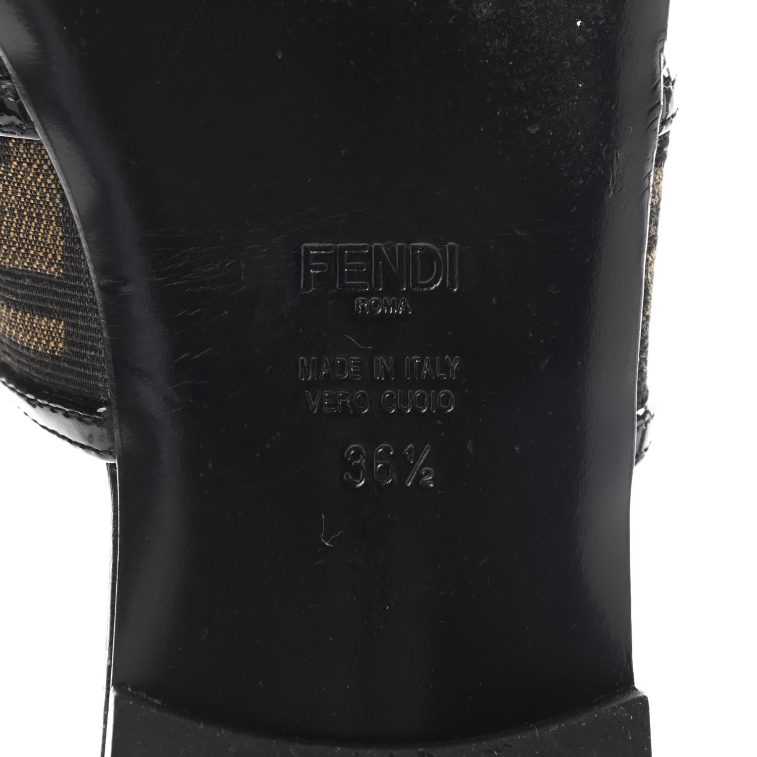 Fendi Patent Zucca Thong Sandals 36.5 Black 6 of 8