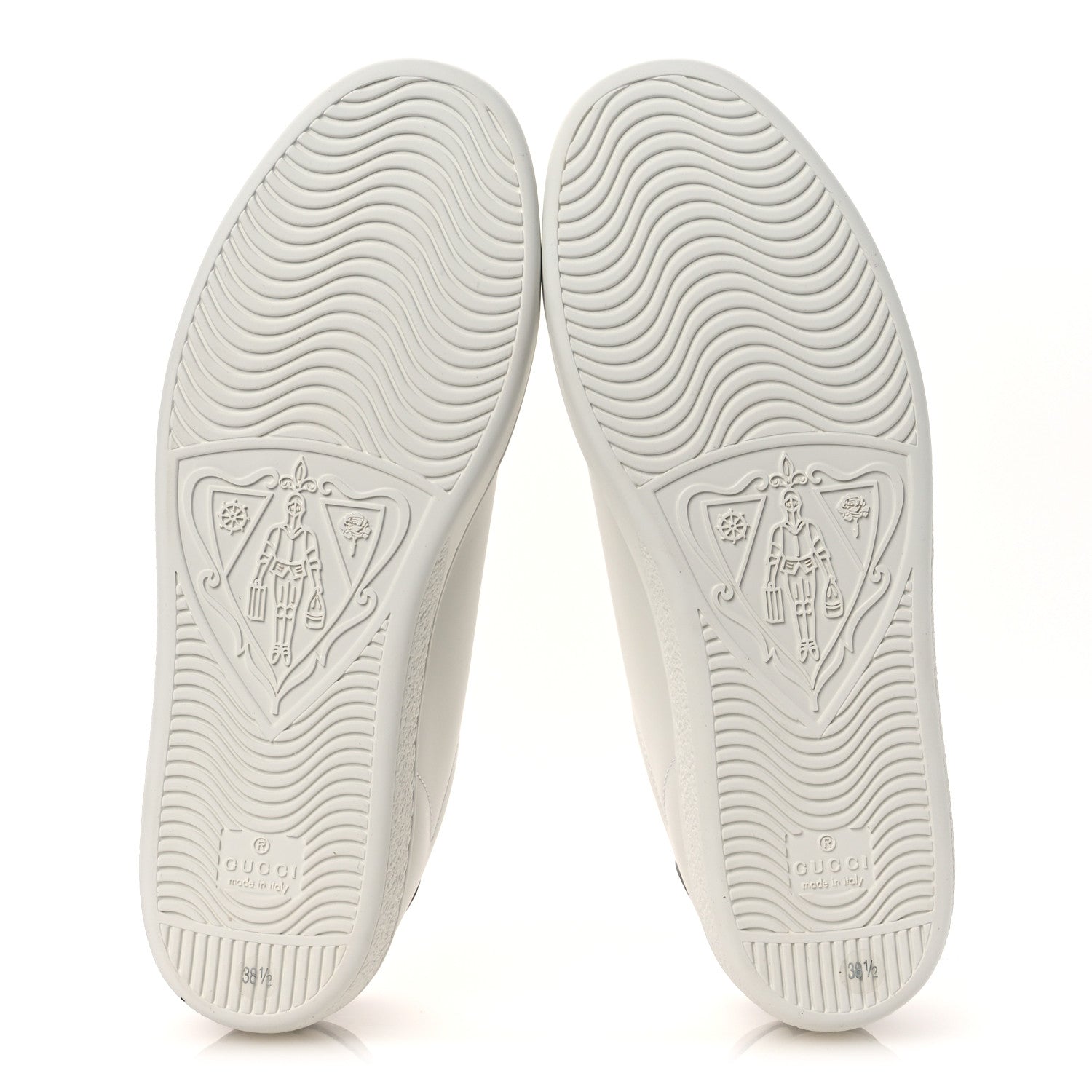 Gucci Calfskin Interlocking G Perforated Womens Ace Sneakers 38.5 White Grey Sky 7 of 13
