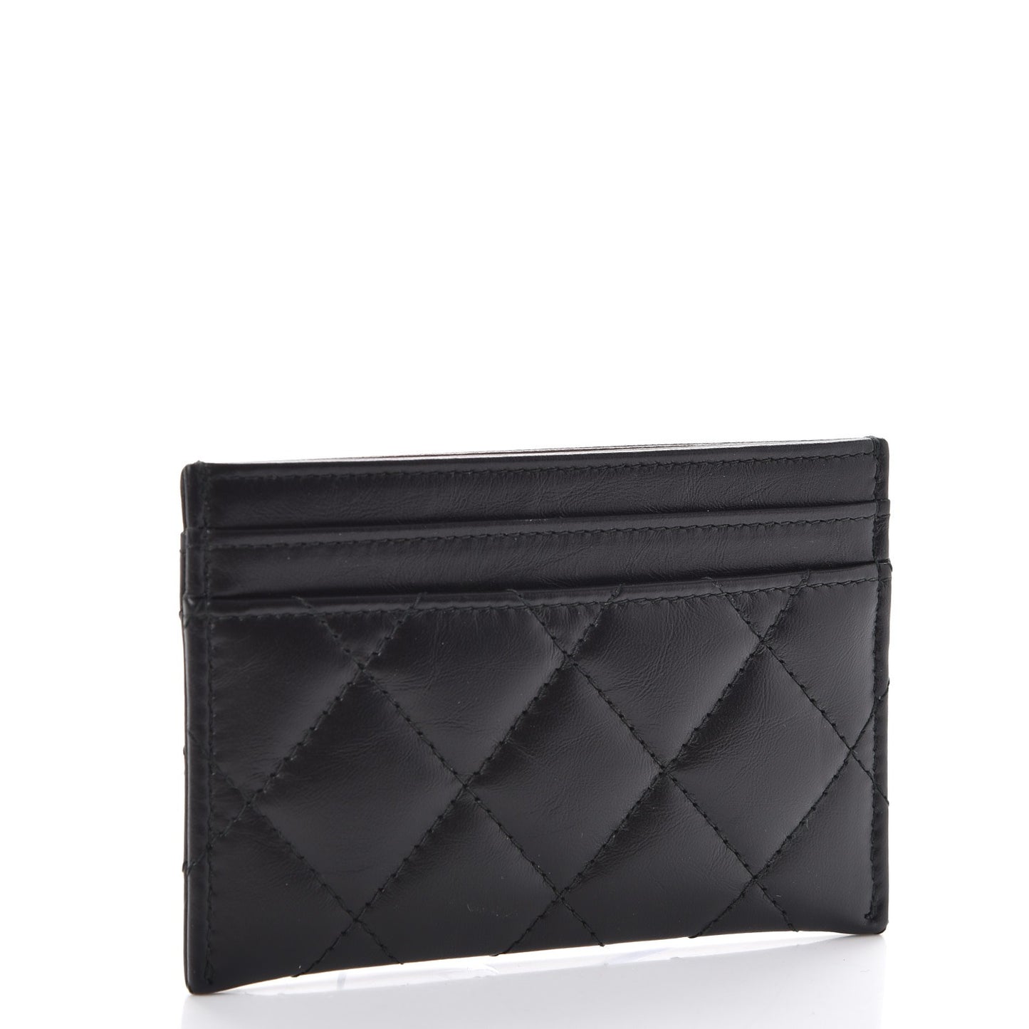 Aged Calfskin Quilted Lucky Charms Reissue Card Holder Black