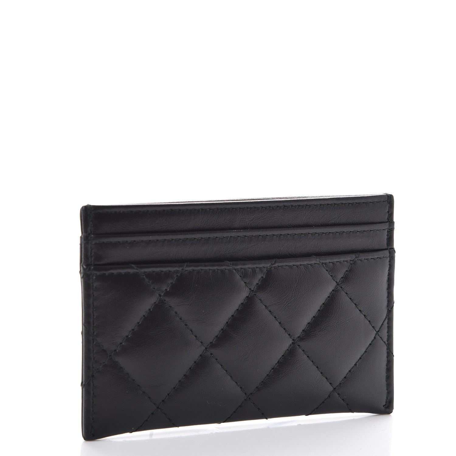 Chanel Aged Calfskin Quilted Lucky Charms Reissue Card Holder Black 3 of 9