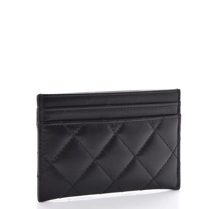 Chanel Aged Calfskin Quilted Lucky Charms Reissue Card Holder Black 3 of 9