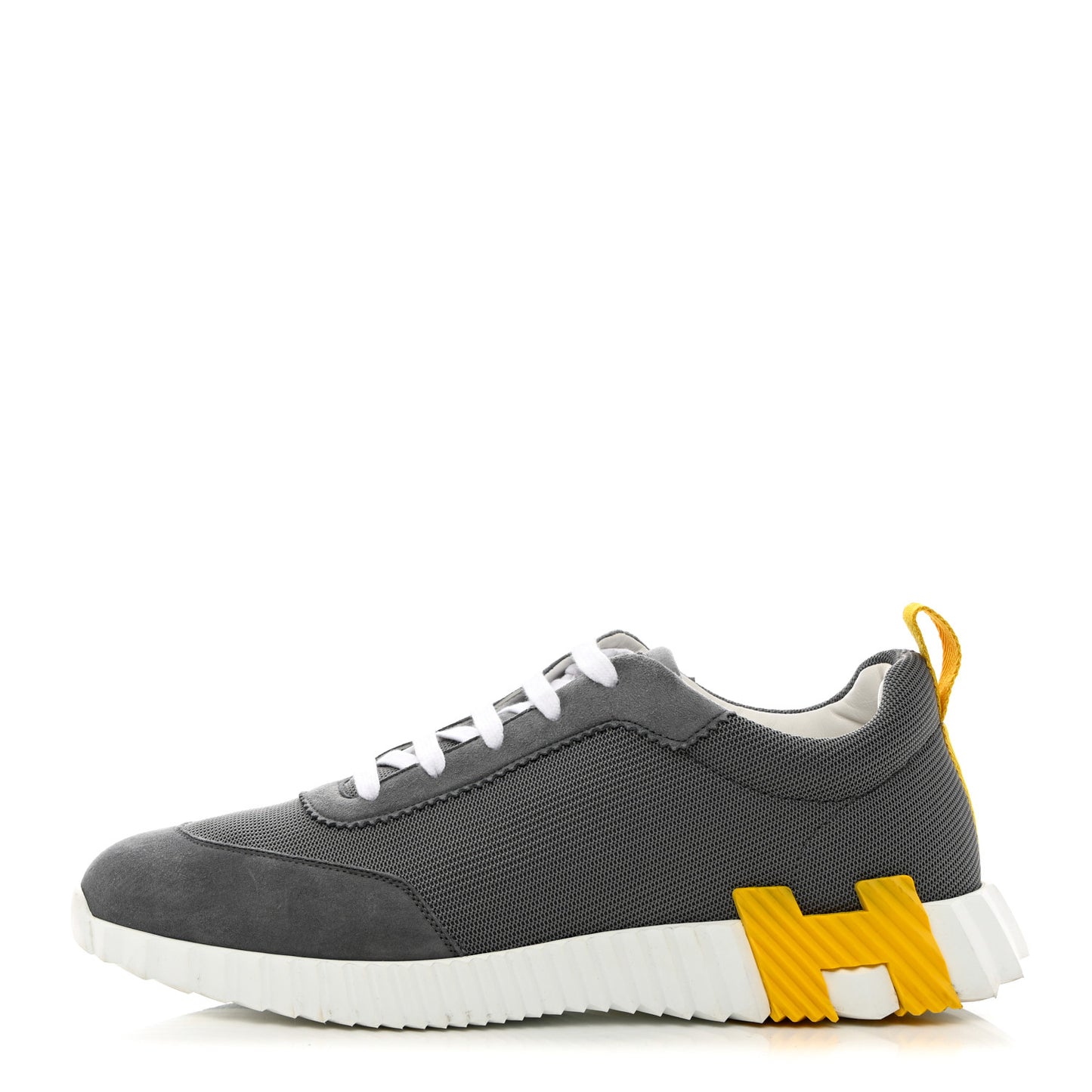 Technical Canvas Suede Goatskin Bouncing Sneakers 43 Gris Fume Jaune