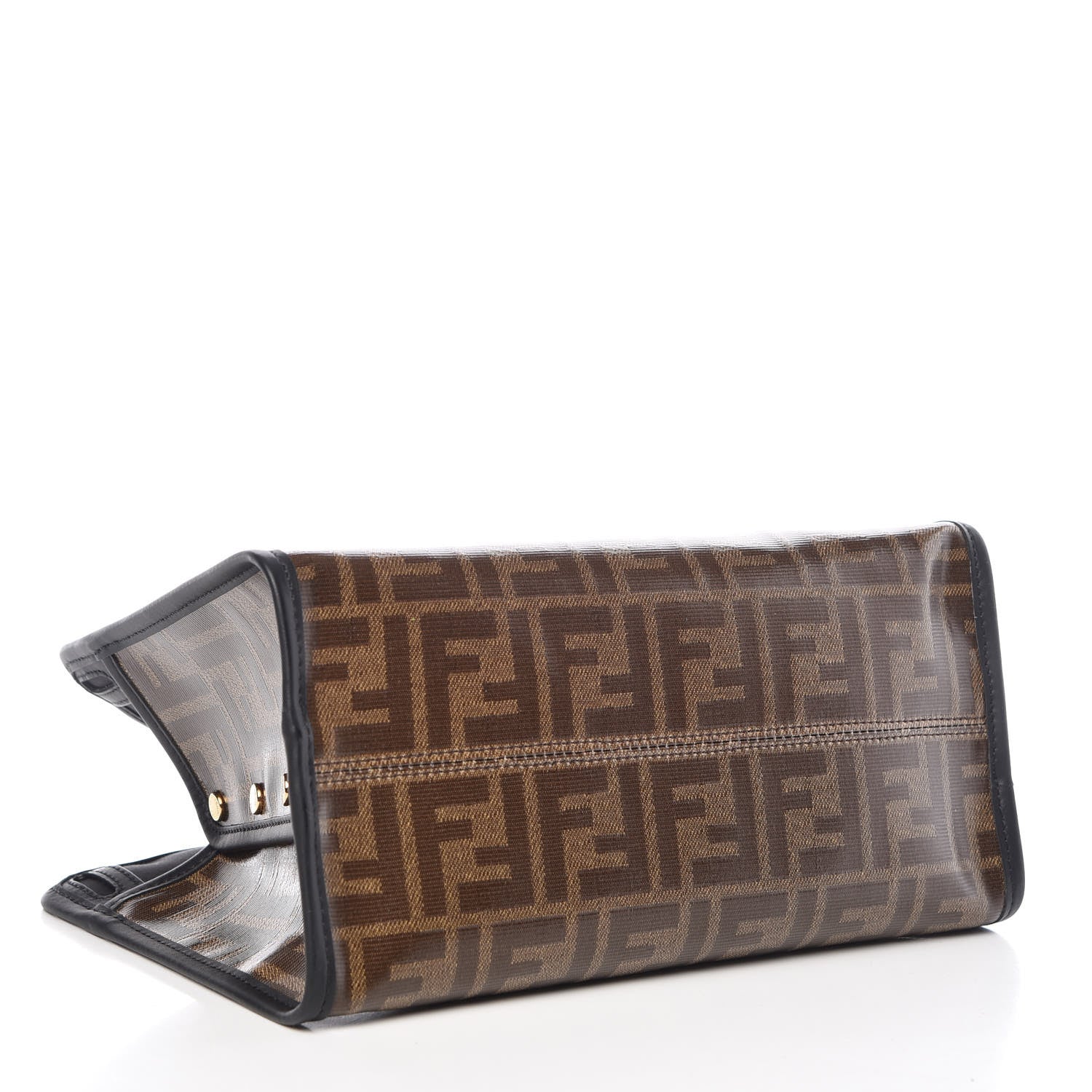 Fendi Glazed Fabric Vitello Century FF 1974 Stamp Patch Mini Peekaboo Defender Cover Mogano Panna Black 4 of 9