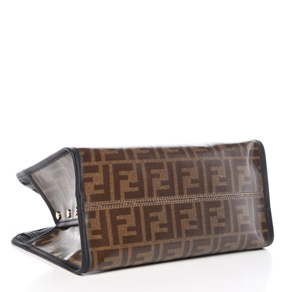 Fendi Glazed Fabric Vitello Century FF 1974 Stamp Patch Mini Peekaboo Defender Cover Mogano Panna Black 4 of 9