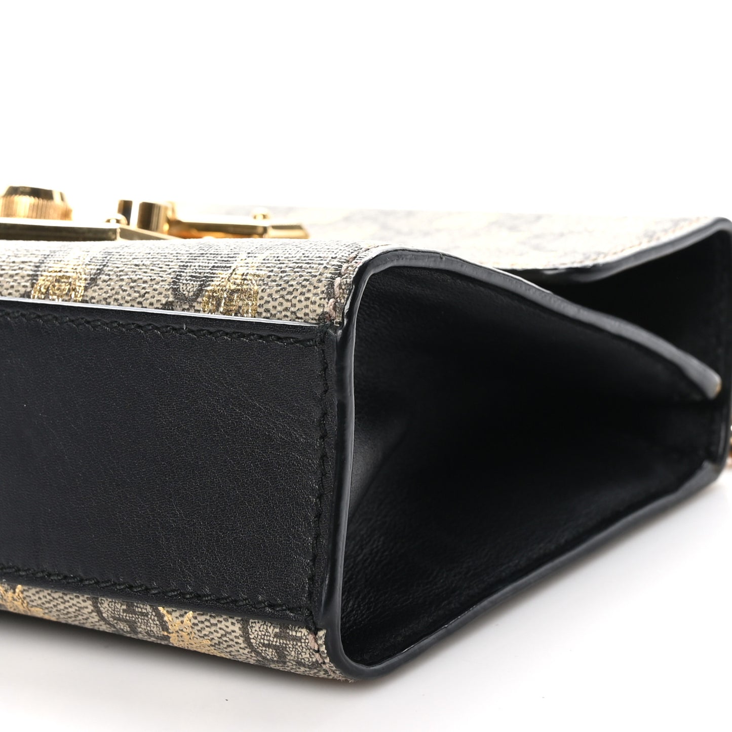 GG Supreme Monogram Bees Small Padlock Shoulder Bag Black