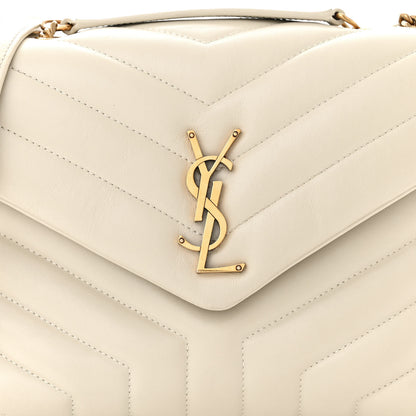Saint Laurent Calfskin Y Quilted Monogram Small Loulou Chain Satchel Blanc Vintage 8 of 11