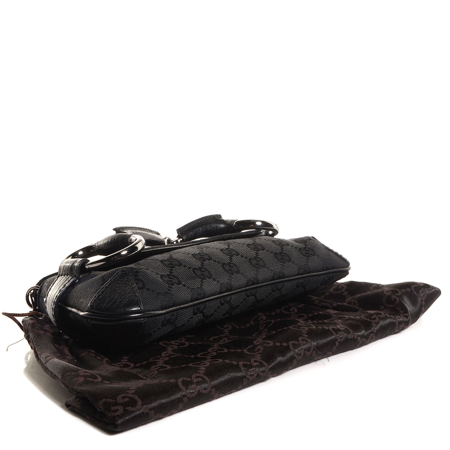 Gucci Monogram Horsebit Chain Clutch Black 4 of 7