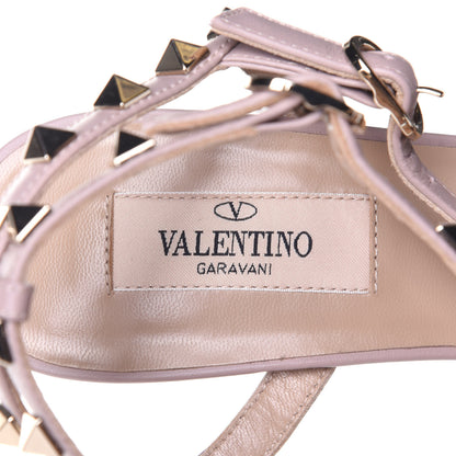 Valentino Garavani Pebbled Calfskin Rockstud Ankle Strap Low Heel Pumps 37.5 Poudre 9 of 11