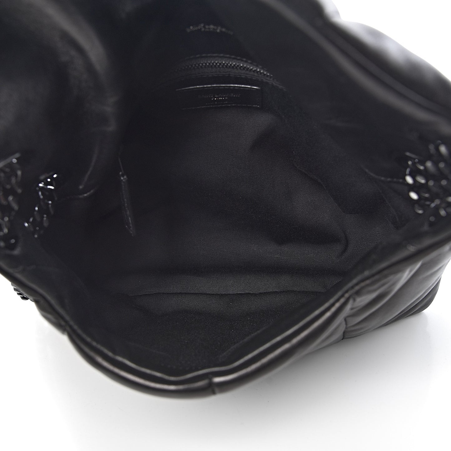 Lambskin Quilted Small Loulou Puffer Monogram Chain Satchel Black