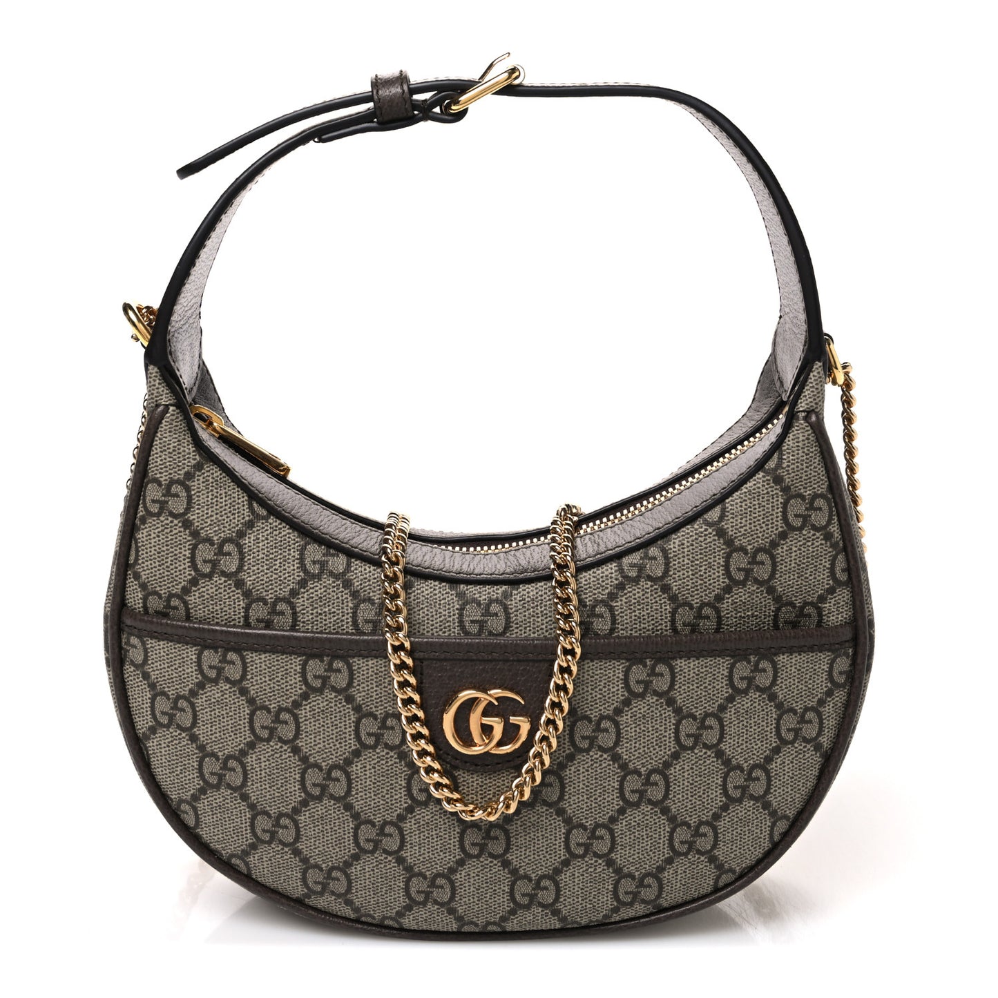 GG Supreme Monogram Textured Dollar Calfskin Small Ophidia Shoulder Bag Beige Ebony New Acero