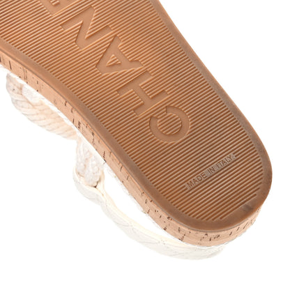 Chanel Cord Lambskin Quilted Logo Sandals 36 White 9 of 11