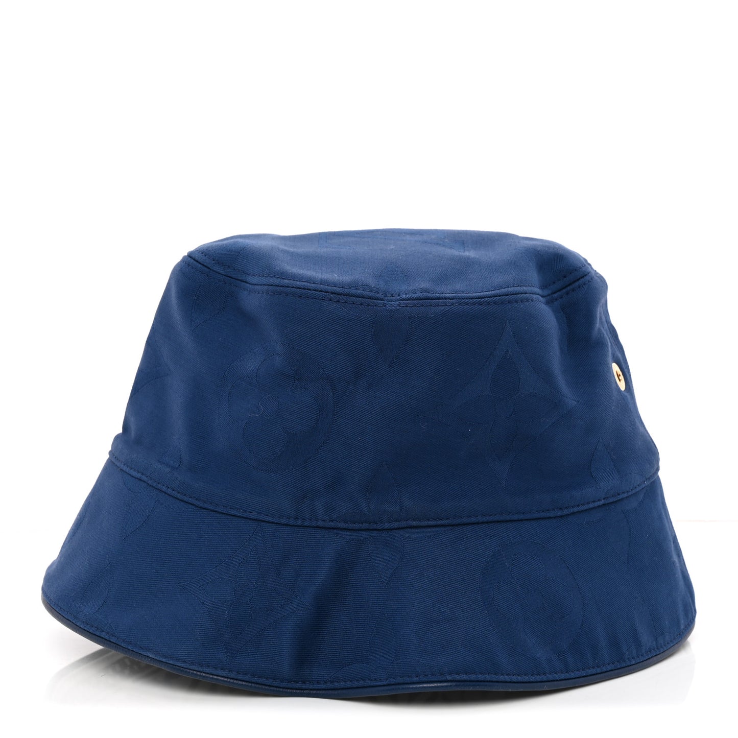 Cotton Monogram Flower Tile Reversible Bucket Hat Blue
