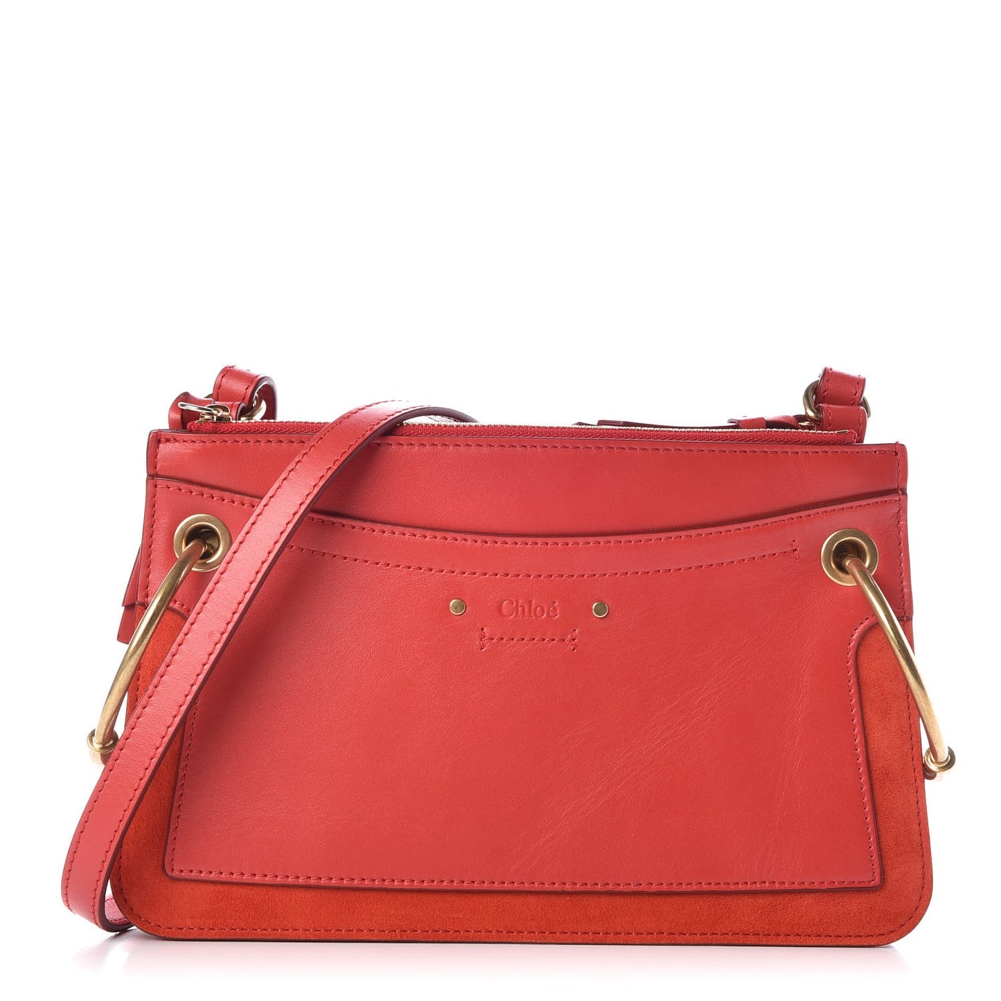 Calfskin Suede Roy Crossbody Bag Plaid Red