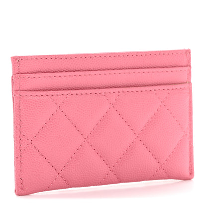 Chanel Caviar Quilted Textured CC Card Holder Pink 6 of 20