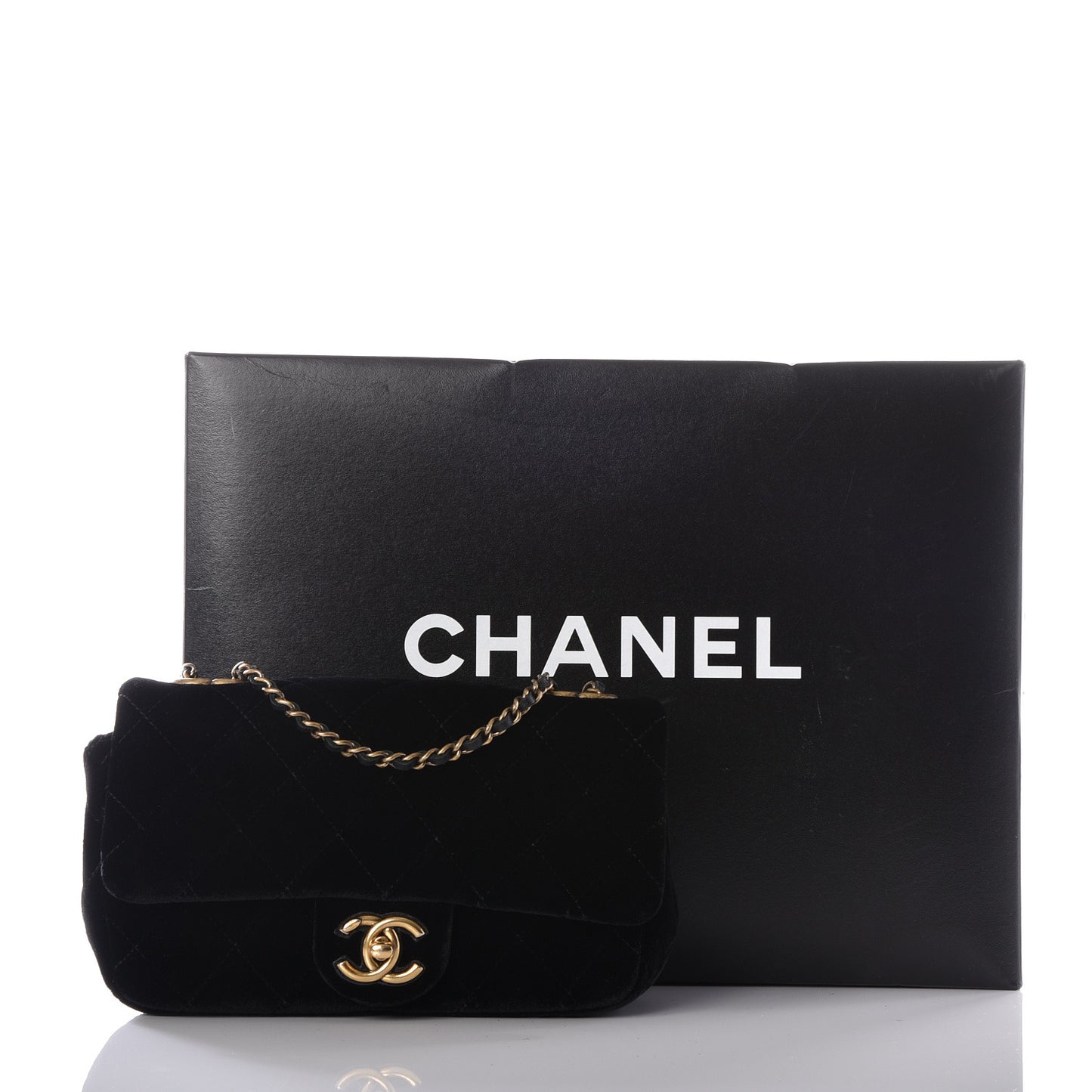 Velvet Quilted Mini Rectangular Flap Black