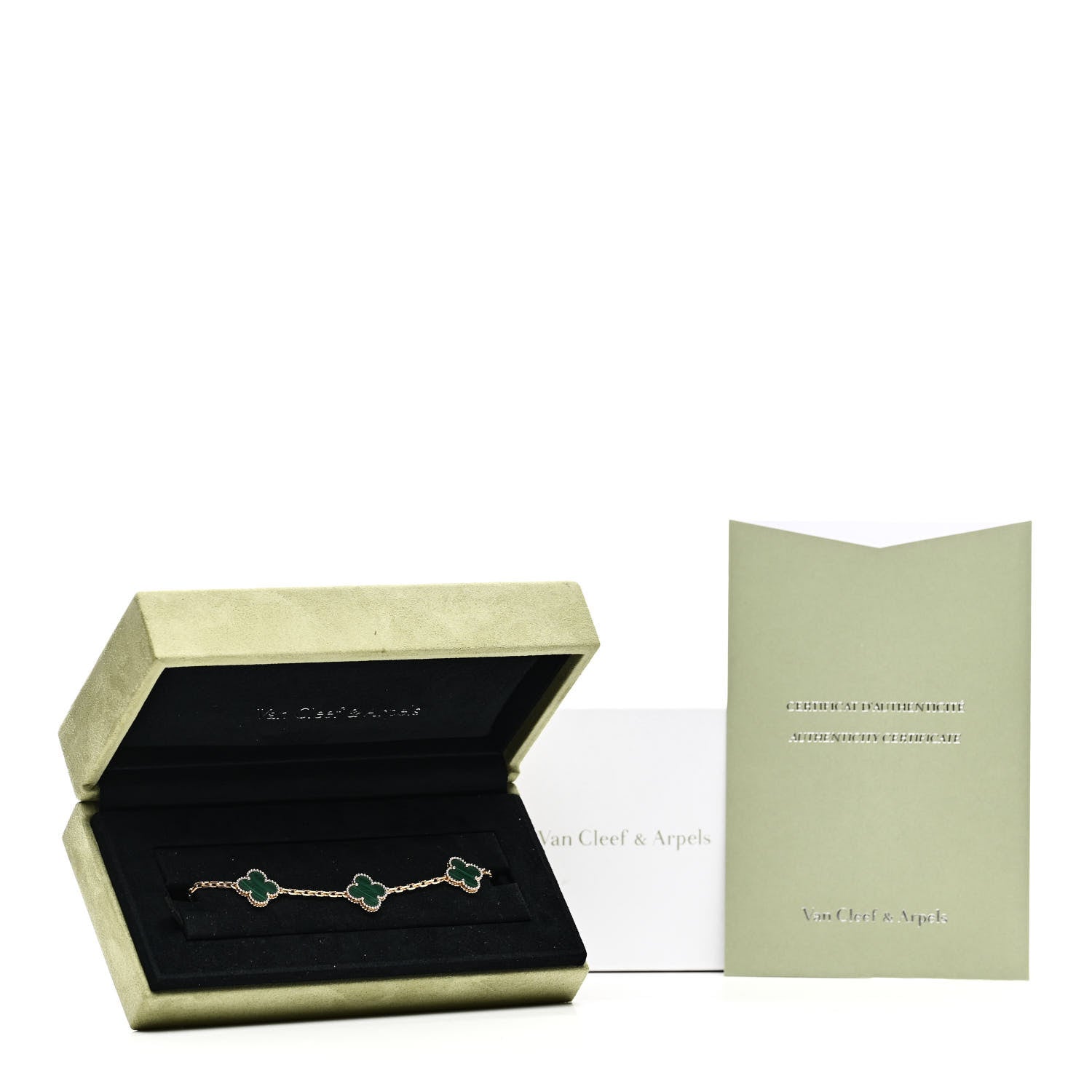 Van Cleef & Arpels 18K Yellow Gold Malachite 5 Motifs Vintage Alhambra Bracelet 5 of 5