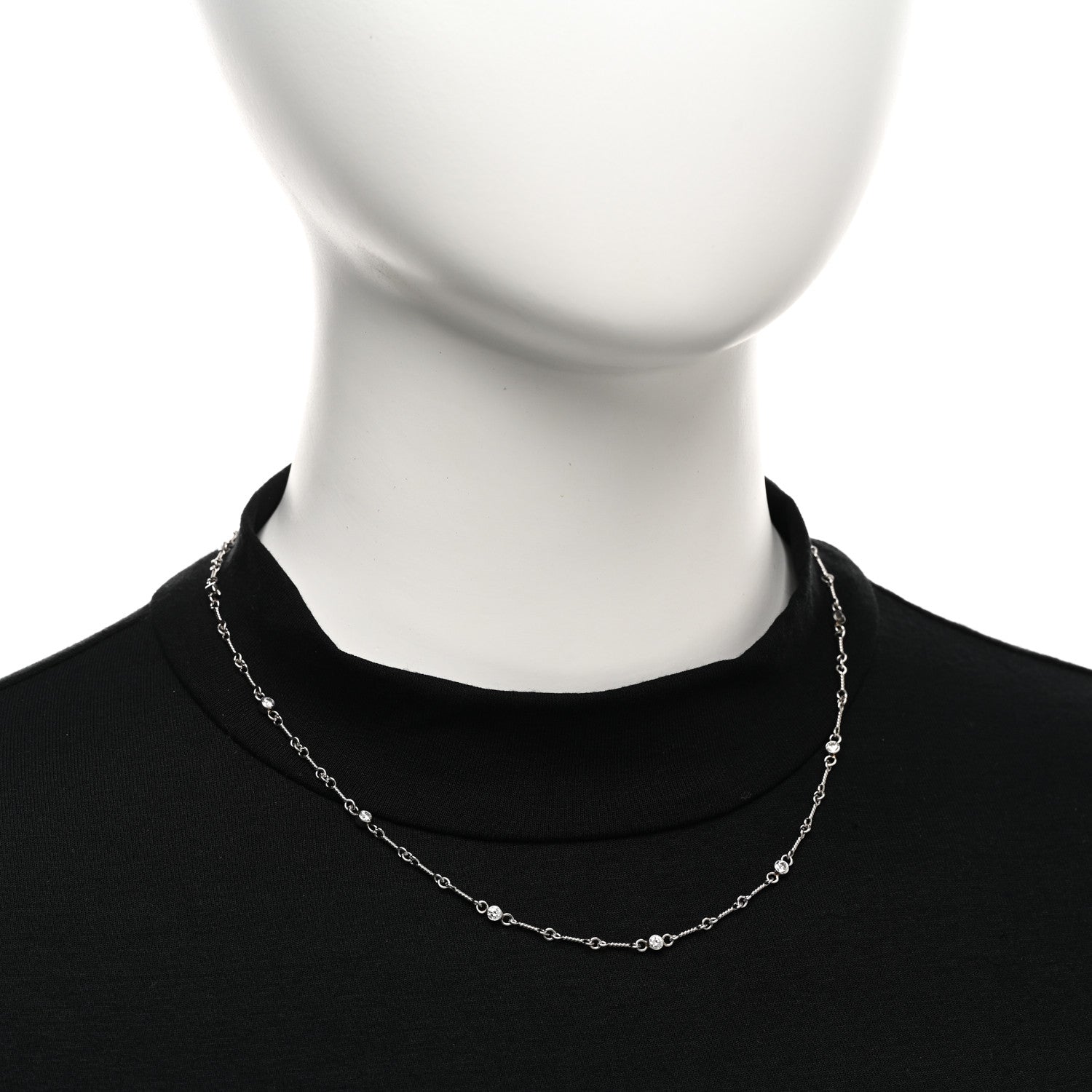 Tiffany Platinum Diamond Dog Bone Chain Necklace 2 of 4