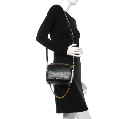 Alexander McQueen Calfskin Crocodile Embossed Box Shoulder Bag 19 Black 2 of 8