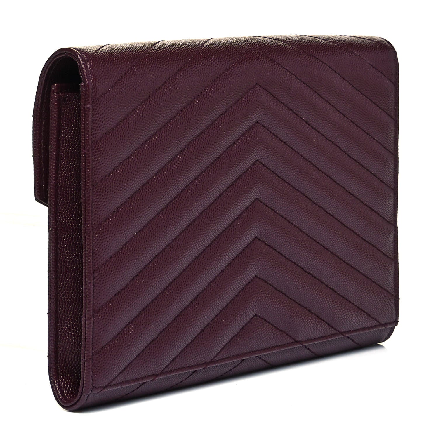 Saint Laurent Grain De Poudre Matelasse Chevron Monogram Envelope Clutch Rouge Legion 4 of 11