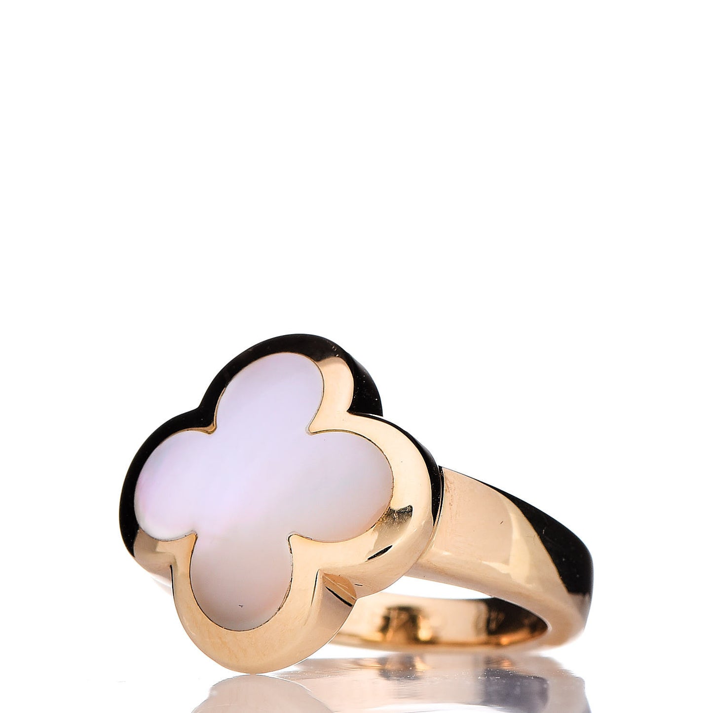 18K Yellow Gold Mother of Pearl Pure Alhambra Ring 49 4.75