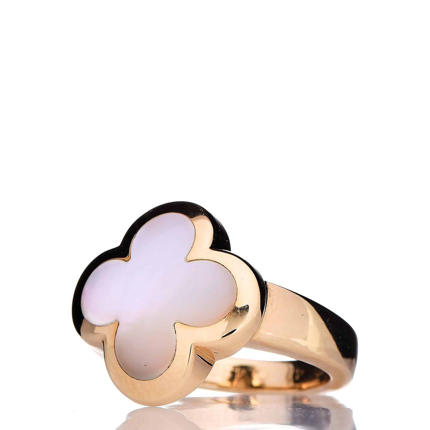 Van Cleef & Arpels 18K Yellow Gold Mother of Pearl Pure Alhambra Ring 49 4.75 3 of 6
