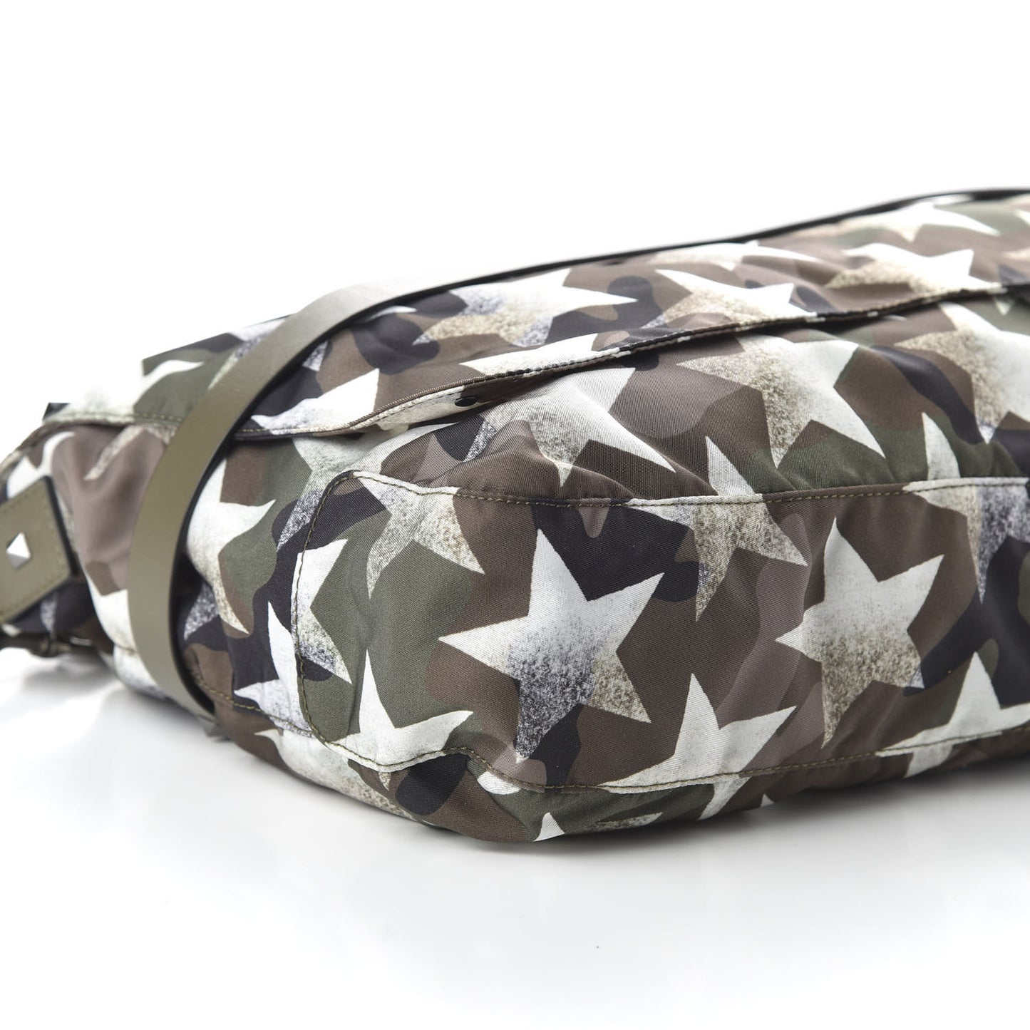 Nylon Printed Camustars Rockstud Messenger Bag Army Green White