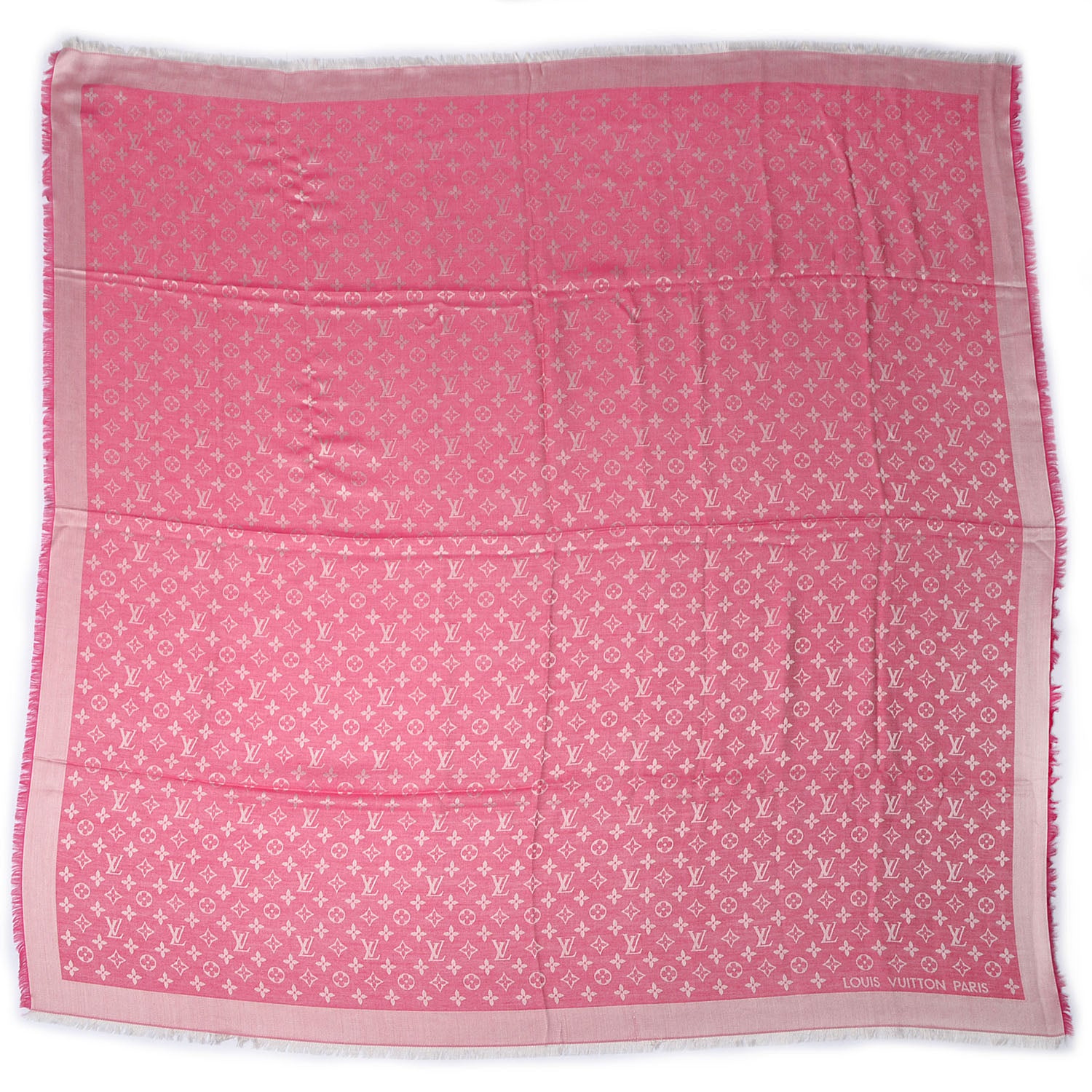 Louis Vuitton Silk Wool Monogram Denim Shawl Pivoine 4 of 6