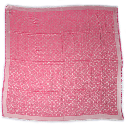 Louis Vuitton Silk Wool Monogram Denim Shawl Pivoine 4 of 6