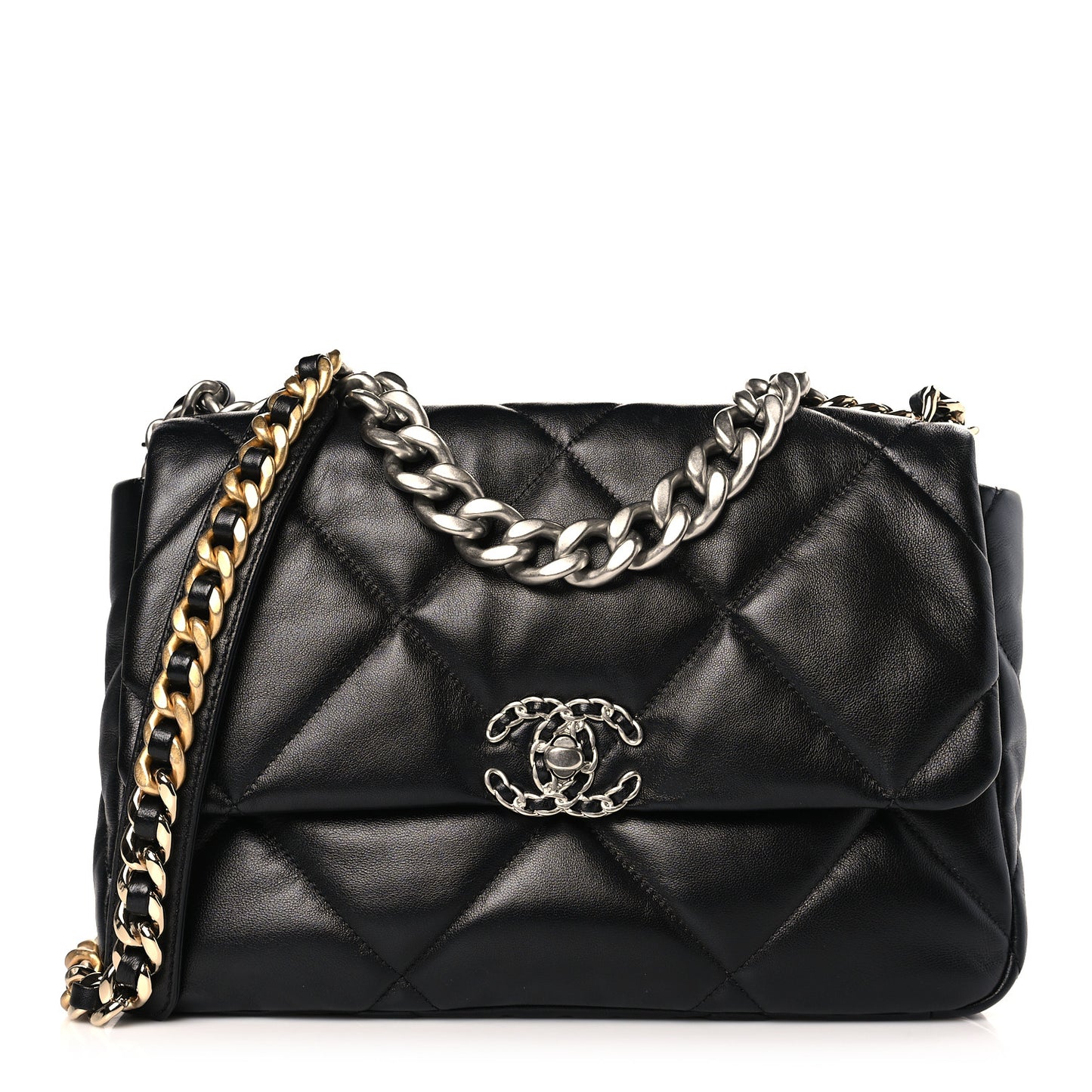 Lambskin Quilted Large Chanel 19 Flap Black