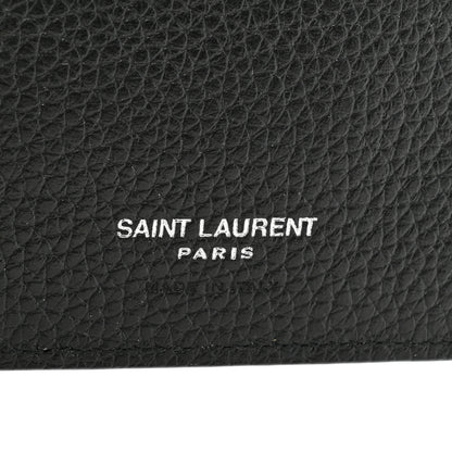 Saint Laurent Grained Calfskin Cassandre Shadow Bill Clip Wallet Black 7 of 11