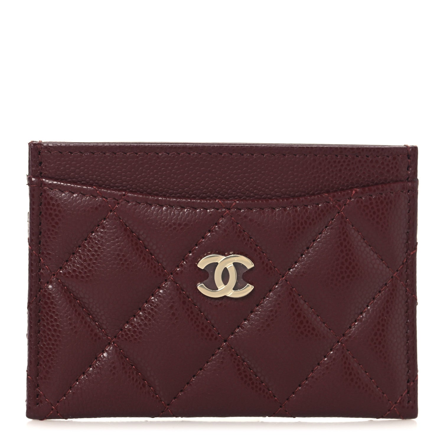 Chanel Caviar Quilted Card Holder Burgundy 1 of 9