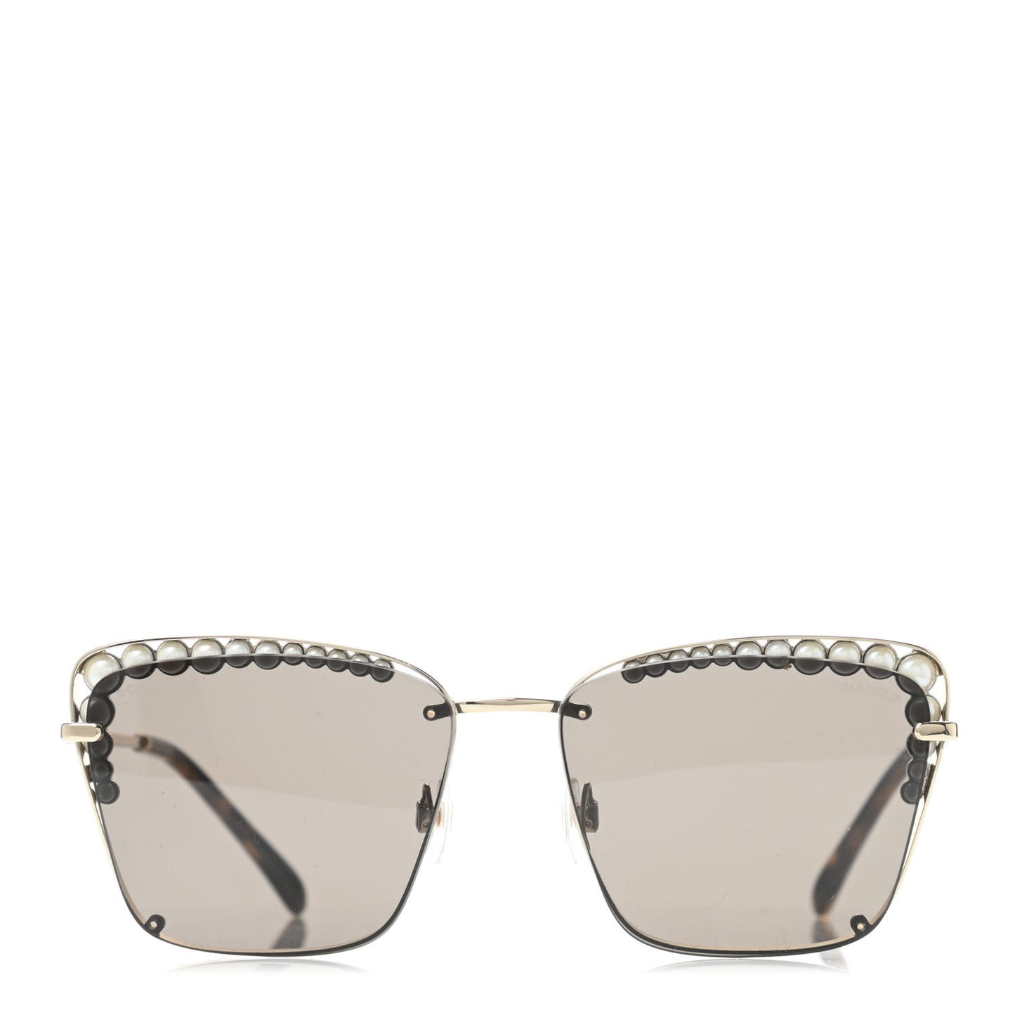 Metal Square Frame Pearl Sunglasses 4235-H Tortoise