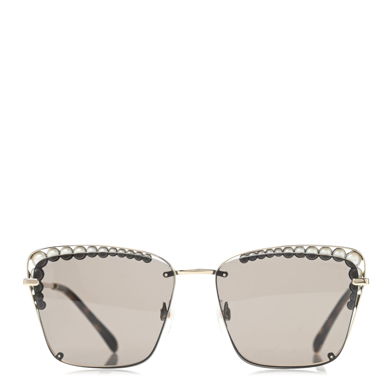 Chanel Metal Square Frame Pearl Sunglasses 4235-H Tortoise 2 of 4