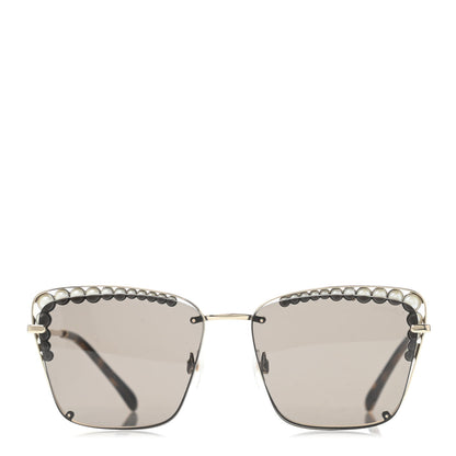 Chanel Metal Square Frame Pearl Sunglasses 4235-H Tortoise 2 of 4