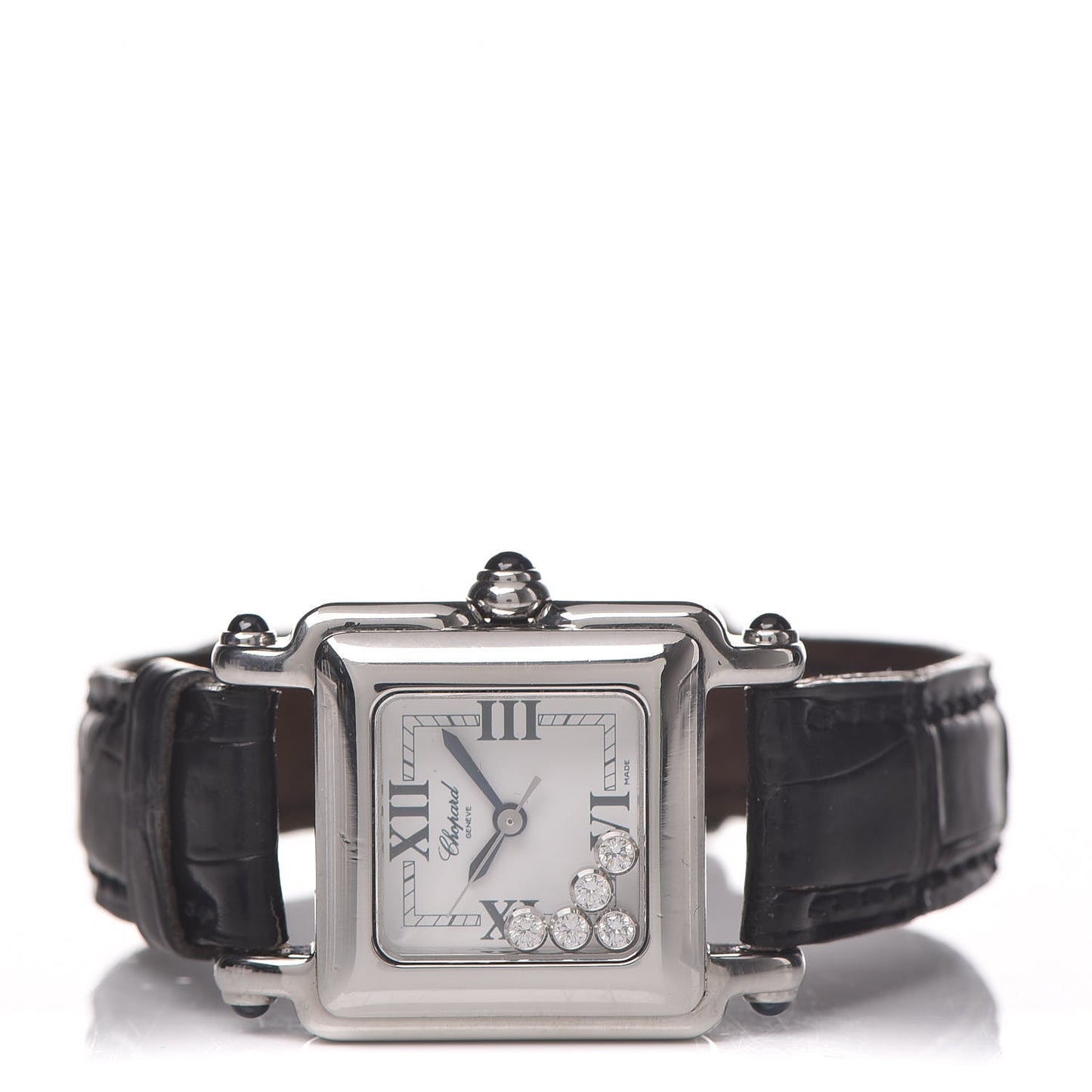 Stainless Steel Alligator 5 Diamond 23mm Happy Sport Quartz Watch