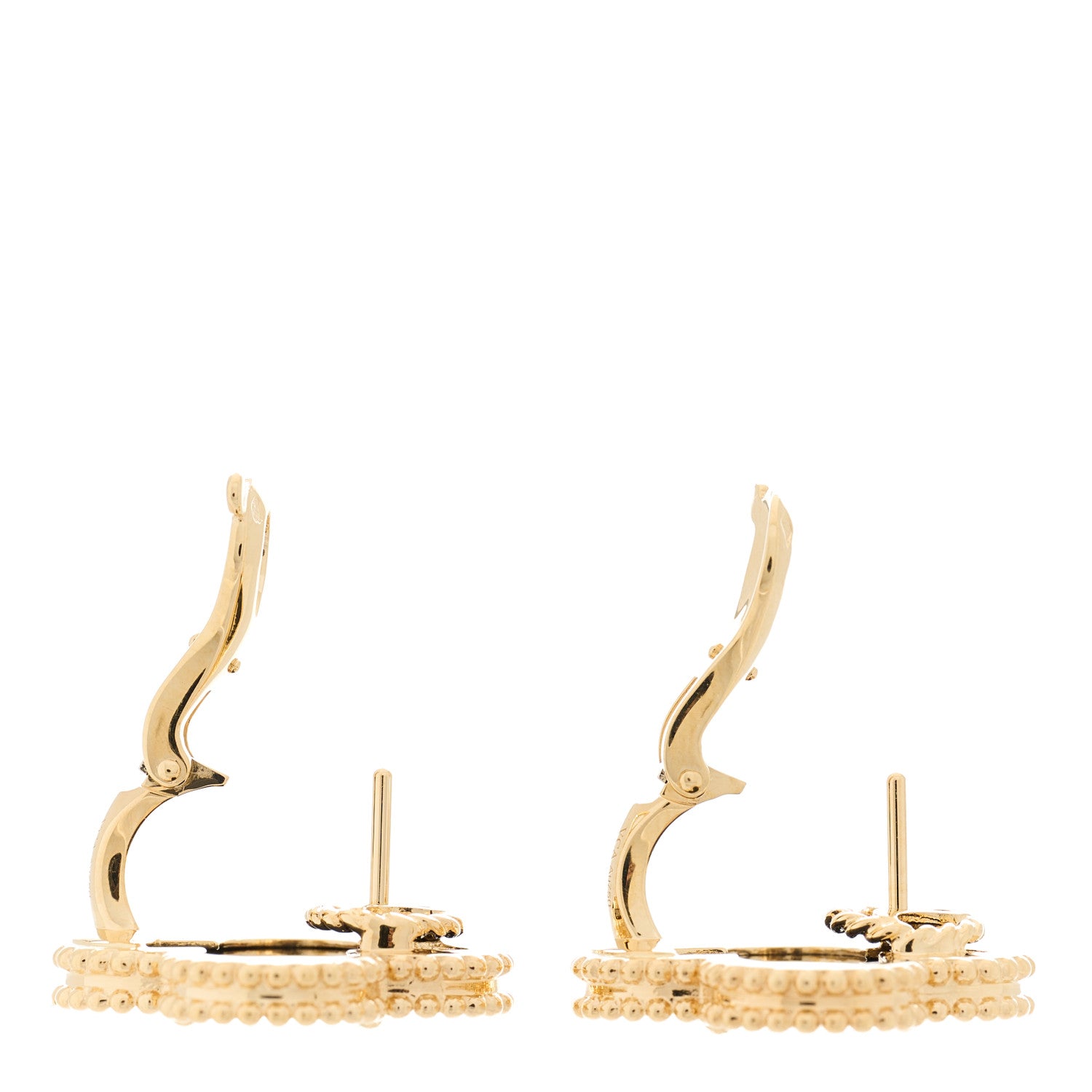 Van Cleef & Arpels 18K Yellow Gold Black Onyx Magic Alhambra Earrings 4 of 5