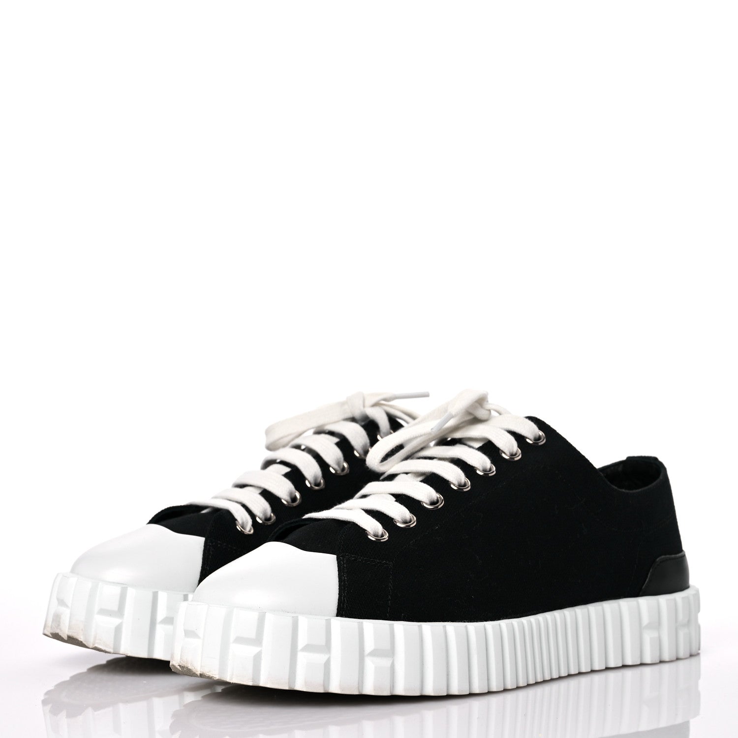 Hermes Cotton Canvas Womens Cross Sneakers 37 Black 3 of 11