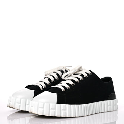 Hermes Cotton Canvas Womens Cross Sneakers 37 Black 3 of 11