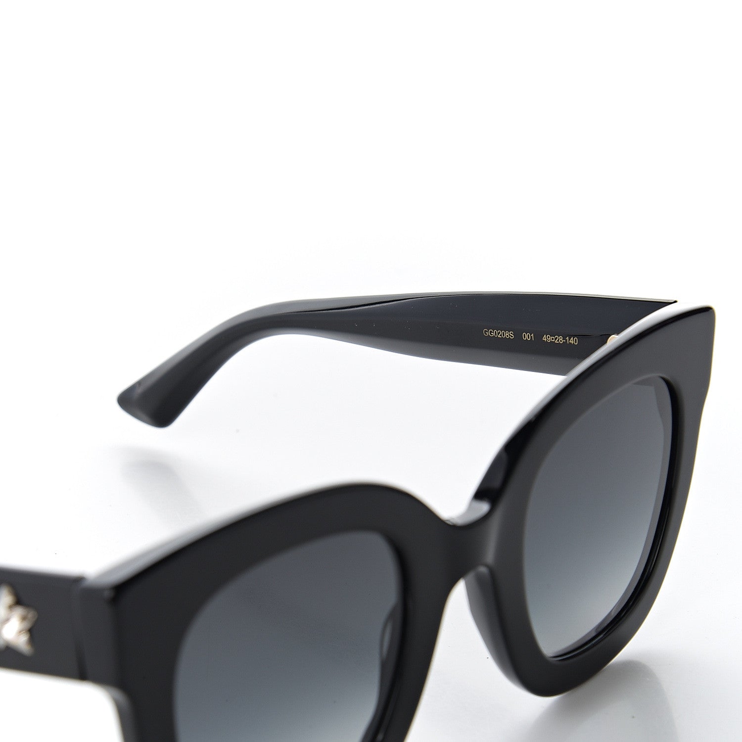 Gucci Round Frame Star Sunglasses GG0208S Black 6 of 10