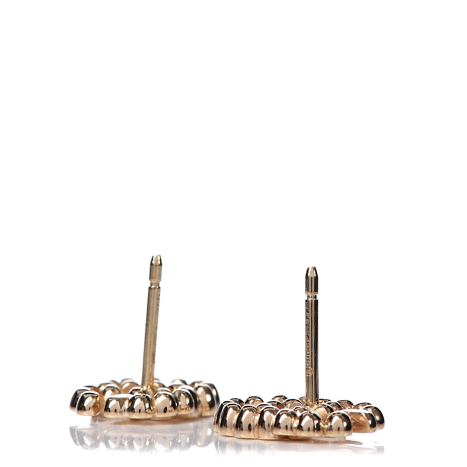 Gucci 18K Yellow Gold Running G Scalloped Stud Earrings 4 of 5