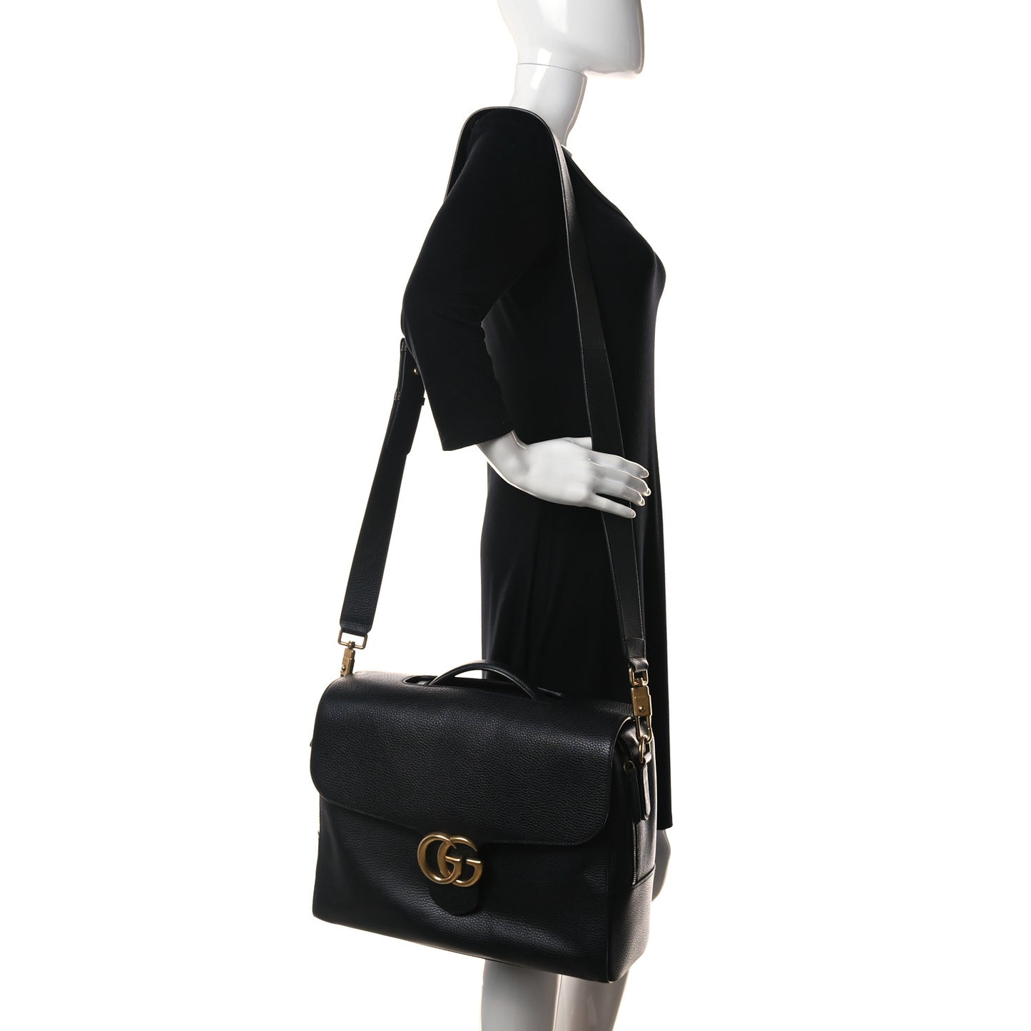 Dollar Calfskin GG Marmont Briefcase Black