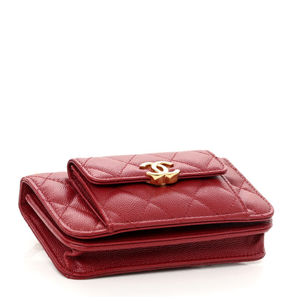 Chanel Caviar Quilted Pocket Twins Clutch With Chain Burgundy 4 of 12
