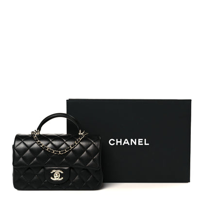 Chanel Lambskin Quilted Mini Top Handle Rectangular Flap Black 12 of 12