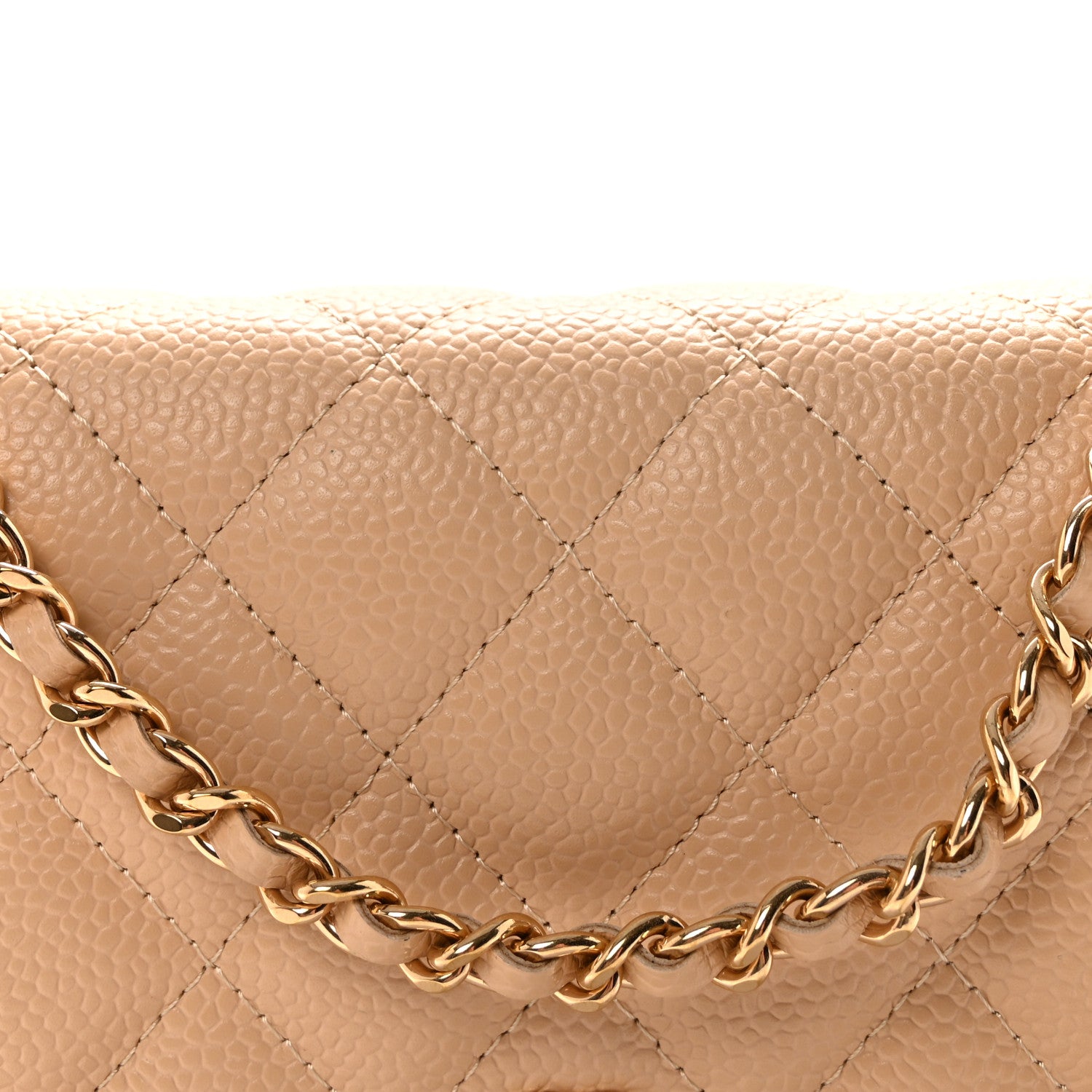Chanel Caviar Quilted Wallet on Chain WOC Beige 9 of 12
