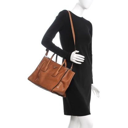 Prada Leather Large Twin Pocket Tote Bag Brown 2 of 10