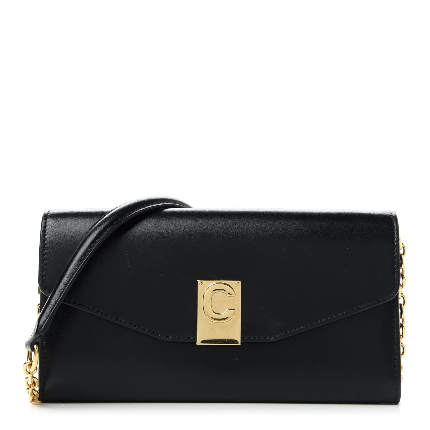 Celine Shiny Smooth Calfskin C Wallet On Chain Bag Black 1 of 10