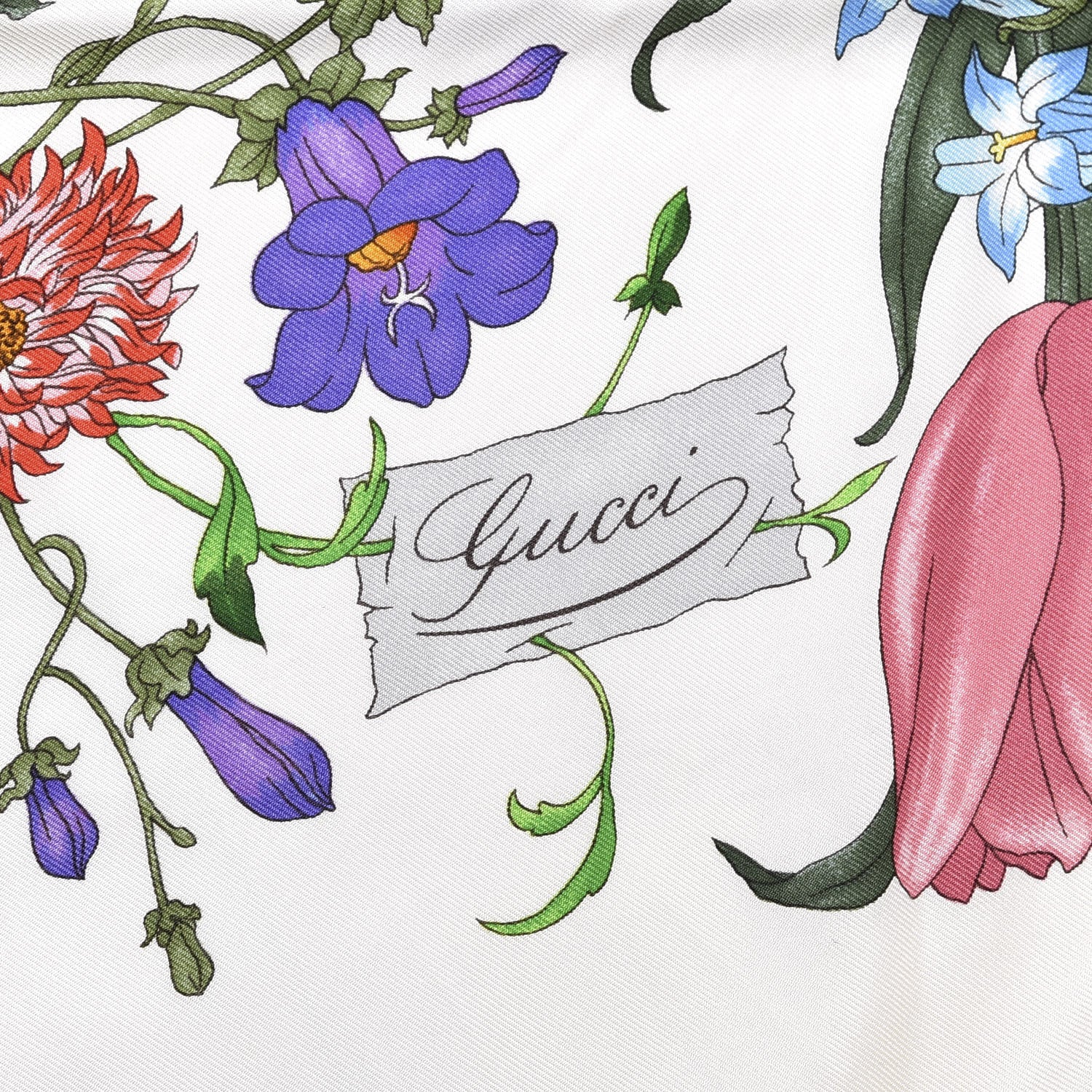 Gucci Silk Twill Flora Square Scarf White 3 of 4