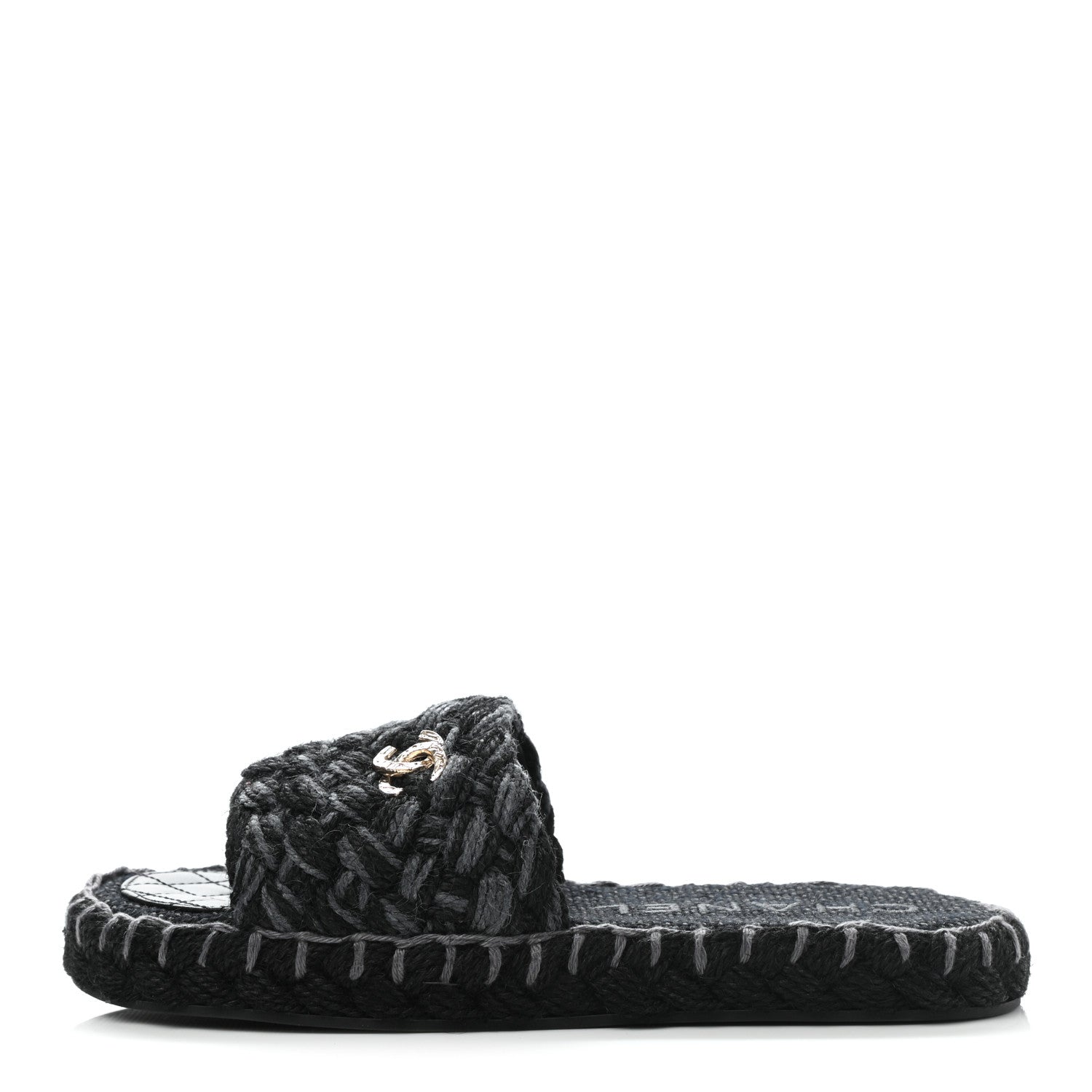Chanel Cord Braided CC Mules 38 Black 1 of 9