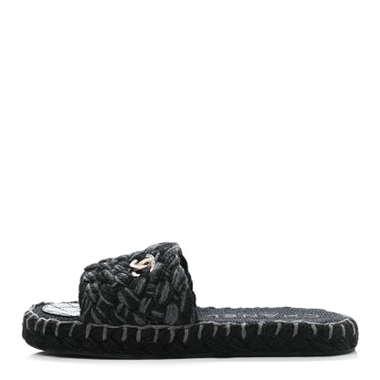 Chanel Cord Braided CC Mules 38 Black 1 of 9